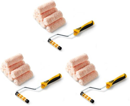 Voomey Paint Roller 4 Inch with Frame, Microfiber Jumbo Paint Roller Covers with 1/2” Nap, Graet for Wall Corners, Cabinets, Furniture Painting (Pack of 3) - size: 9pcs (Pack of 3)