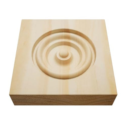 3 1/2" W x 3 1/2" H x 7/8" P Americraft Solid Wood Stain Grade Bullseye Rosette with Squared Edge, Pine - color: Pine, size: 3.5-in. W x 3.5-in. H