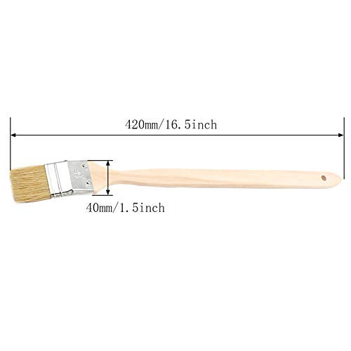 40mm/1.5 inch Brush Head Width Long Wood Handle Metal Ferrule Bent Paint Brush Radiator Brush Beige 704#(2Pcs) - size: 1.5inch