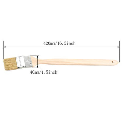 40mm/1.5 inch Brush Head Width Long Wood Handle Metal Ferrule Bent Paint Brush Radiator Brush Beige 704#(2Pcs) - size: 1.5inch