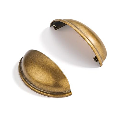 10 Pack 2-1/2" Drawer Pulls Antique Brass Cabinet Cup Pulls Kitchen Hardware Cabinet Handles Drawer Handles Knobs 2.5 inch Hole Center - color: Antique Brass, size: 2-1/2"(64mm) Hole Center