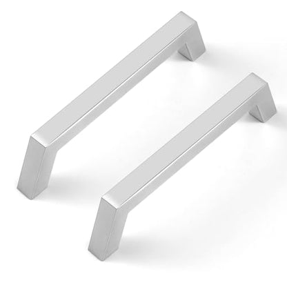 Estmoon 30 Pack 5 Inch Brushed Nickel Cabinet Pulls - Silver Cabinet Handles Modern Square Kitchen Handles for Dresser Drawers Cabinets Hardware, 5" Hole Centers(128 mm) - color: Brushed Nickel