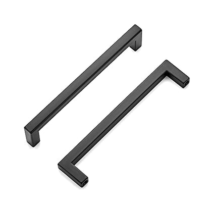 Ravinte Matte Black Cabinet Handles Solid Cabinet Pulls, 5 Inch CC, 5 Pack - color: Black, size: Flat Black 5" Hole Center