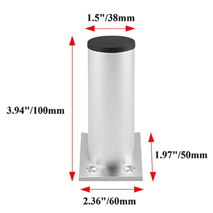 4-Pack Adjustable Aluminum Alloy Furniture Legs 4" Height Silver - color: Silver, size: 4 Inch