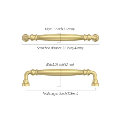 Asidrama 10 Pack 5 inch Brushed Gold Kitchen Cabinet Handles - color: Brushed Gold, size: 5" Hole Center(128mm)