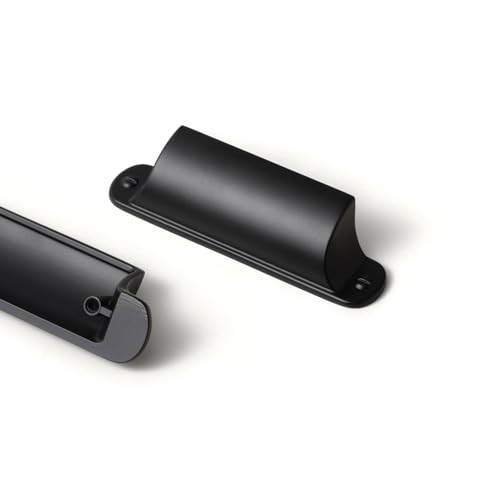 Goo-Ki 6 Pack Matte Black Cabinet Cup Pulls Bin Cup Drawer Pulls Zinc Alloy Kitchen Hardware, 2.52" c-c Modern Black Solid Cabinet Cup Handles - color: Matte Black, size: 2.52 Inches Center-Center