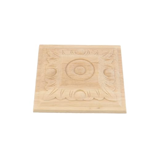 Antrader 4Pcs Square Unfinished Wood Carved Applique,Vintage Onlay Ornament - style: Style 10