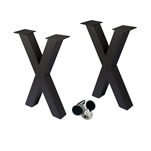 Taelakeni 16 Inch Bench Legs, X Shape Metal Coffee Table Leg, Set of 2, 16" H x 11.8 W - color: Black, size: 16 IN