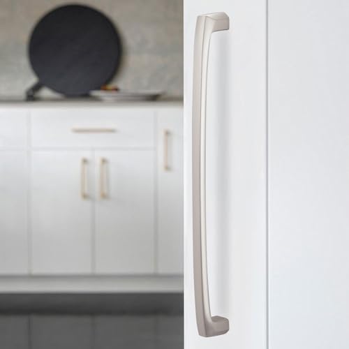 10 Pack 10 Inch Kitchen Cabinet Handles Brushed Satin Nickel Cabinet Pulls Silver Drawer Pulls Zinc Alloy Kitchen Hardware - color: Brushed Satin Nickel, size: 10'' Hole Center(254mm)