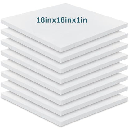 Frienda 8 Pack 1" x 18" x 18" Upholstery High Density Craft Foam - size: 1" x 18" x 18"