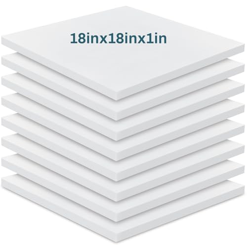 Frienda 8 Pack 1" x 18" x 18" Upholstery High Density Craft Foam - size: 1" x 18" x 18"