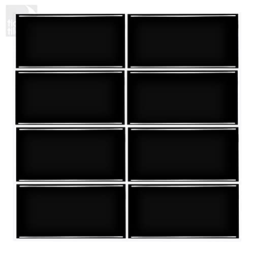 Tic Tac Tiles Peel & Stick Subway Tile, Black w/White Grout, 10 Sheets - color: Straight Black