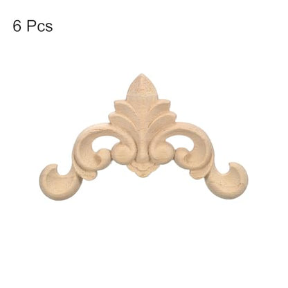 uxcell 6Pcs Wood Carved Appliques, Unpainted Carving Decals for Bed Door Cupboard Dresser Wardrobe Furniture Decoration DIY (4x4cm/1.57"x1.57")