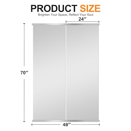 Delma Home Gym Mirror, 70''x24''x2PCS, Silver - size: 70''x24''x2PCS