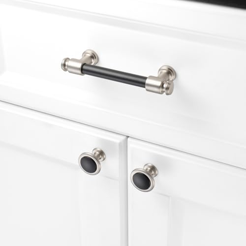 KOOFIZO 10 Pack 3-3/4 in Black & Nickel Cabinet Pulls, Drawer Handles P11 - color: Black + Brushed Nickel, size: 3-3/4" CC