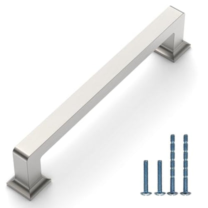 Brushed Satin Nickel Cabinet Handles Kitchen Pulls 5 Inch 10 Pack - color: Brushed Satin Nickel, size: 5" Hole Center