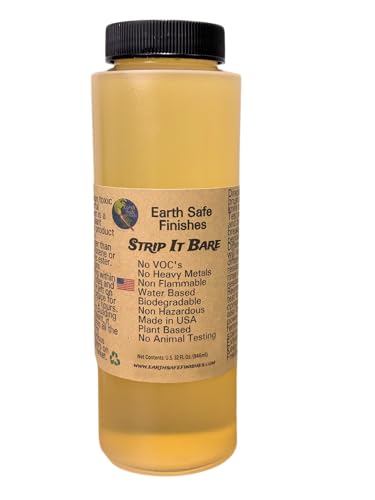 Earth Safe FInishes Strip It Bare Paint & Varnish Remover, Safe, Non Toxic, Eco Friendly No VOCs, Non Flammable, Non-Hazardous, Biodegradable, Low Odor, Bio Based (Strip It Bare Remover, 32oz) - size: 32 oz