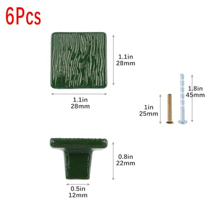 Geesatis 6Pcs Ceramic Vintage Knobs, with Mounting Screws, Green - style: Square(6Pcs)