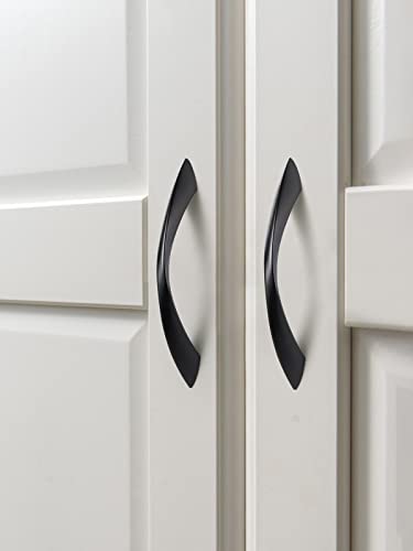 Black Cabinet Pulls 3-3/4 Inch Arch Twisted Matte Black Handles Drawer Kitchen Cupboard Bathroom Dresser Cabinet Hardware Zinc Alloy 5 Pack - color: Black, size: 3.75 inch Hole Centers
