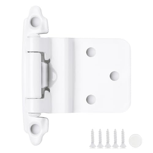 30 Pack 15 Pair White Cabinet Hinges, 3/8" Inset Semi-Concealed Hinges - color: White, size: 3/8" Inset