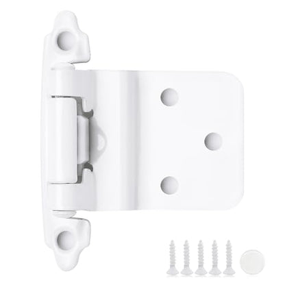 30 Pack 15 Pair White Cabinet Hinges, 3/8" Inset Semi-Concealed Hinges - color: White, size: 3/8" Inset