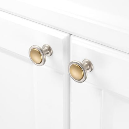 KOOFIZO 10 Pack Gold & Nickel Cabinet Knobs Round Single Hole Pulls 1960s - color: Brushed Gold + Brushed Nickel, size: Knob 1 - 10Pcs, style: Round