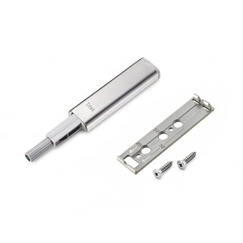 Rok Hardware Slim Brushed Nickel Drawer Cabinet Door Push Touch Latch Kitchen Home (2 Pack, Linear) - size: Linear
