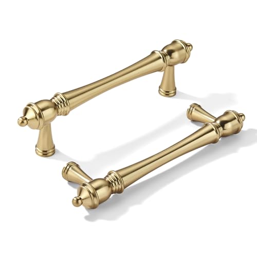 khtumeware 2 Pack 3 inch(76mm) Hole Center Champagne Bronze Cabinet Pulls Heavy-Duty Solid Warm Brass Cabinet Hardware Drawer Pulls Hardware Suitable for Kitchens bathrooms and Dressing Tables - color: Champagne Bronze, size: 3inch(76mm) hole center