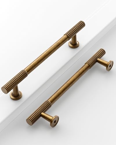 Antique Brass Cabinet Handles Kitchen Pulls 5 Inch 10 Pack - color: Antique Brass, size: Handle - 5"/128MM Hole Center
