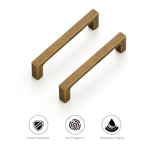Ravinte Antique Brass Cabinet Handles Solid Square Pulls 3-3/4 Inch 10 Pack - size: 3-3/4 Inch Hole Center