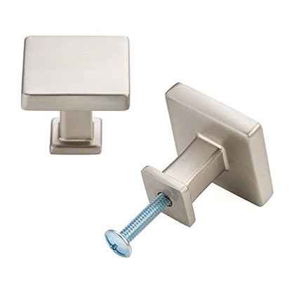 KOOFIZO 10 Pack Brushed Nickel Cabinet Knobs, Square Single Hole Pulls K08 - color: Brushed Nickel, size: Knob 1 - 10Pcs