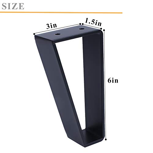 Osring 6 Inch Trapezoid Furniture Legs, Black Metal Coffee Table Feet 4pcs - color: Black, size: 6 Inch