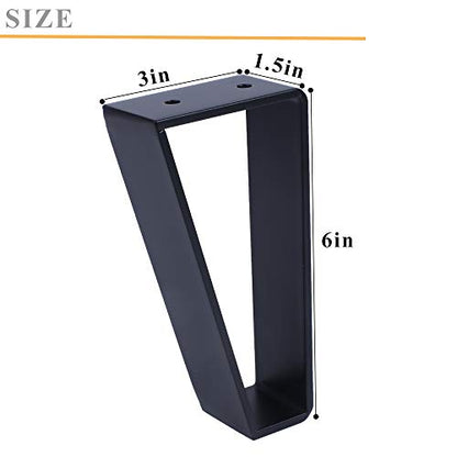 Osring 6 Inch Trapezoid Furniture Legs, Black Metal Coffee Table Feet 4pcs - color: Black, size: 6 Inch