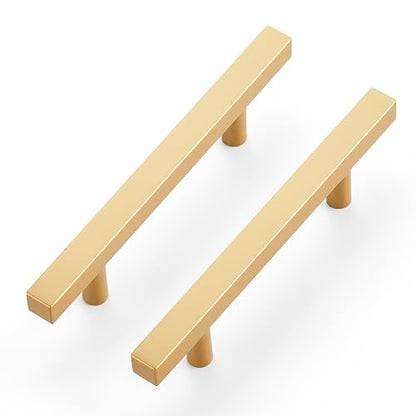 Ravinte Champagne Gold Handles Square Cabinet Hardware 3-1/2 Inch 10 Pack - size: 3-1/2" Hole Center