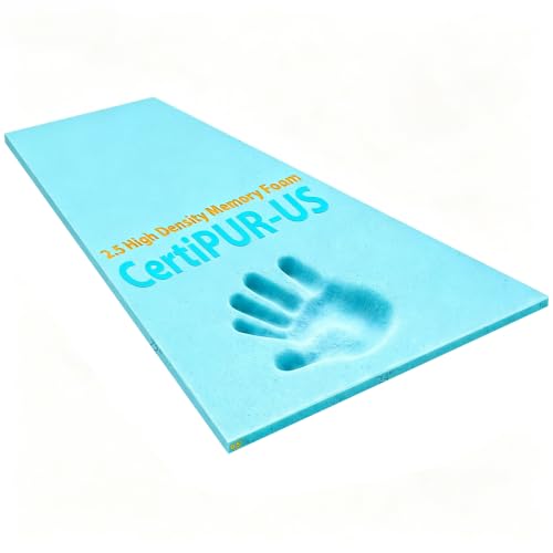 High Density Upholstery Foam Padding Thick 1/2"X24"X74" Gel Memory Foam - color: Blue, size: 24*72*0.5 IN