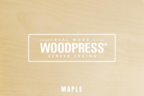 WoodPress® 7/8 inch Real Maple Wood Unglued Edge Banding Veneer - 500 ft Professional Trade Roll - Sanded & Fleeced Trim for Furniture, Worktop, Door, Table, Cabinet, Shelves