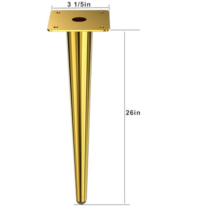 Osring 26 Inch Furniture Table Legs Straight, Gold Metal Coffee Table Feet - size: 26 Inch
