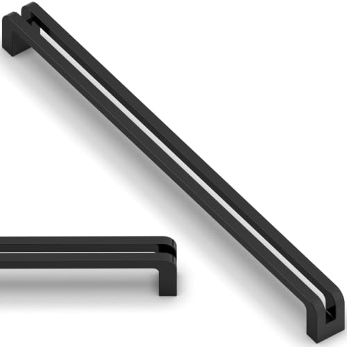 10 Pack Matte Black Cabinet Pulls 10 Inch(254mm) Kitchen Cupboard Handles Solid Heavy Duty Zinc Alloy Drawer Pulls - color: Matte Black, size: 10" Hole Center