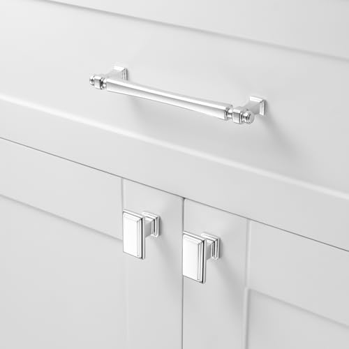 5 Inch Polished Chrome Cabinet Pulls 10 Pack French Style P2501 - color: Polished Chrome, size: 5 Inch Hole Centers