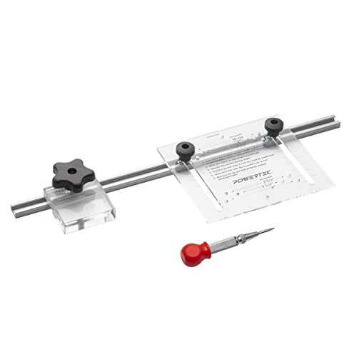 POWERTEC Cabinet Hardware Jig w/Center Punch, T Track & Stop Block, Drawer Jig for Installing Pulls, Knobs, Handle on Cabinet & Drawer, Woodworking Tools for Cabinet Handles Installation (71376) - style: Cabinet Hardware Jig w/Center Punch