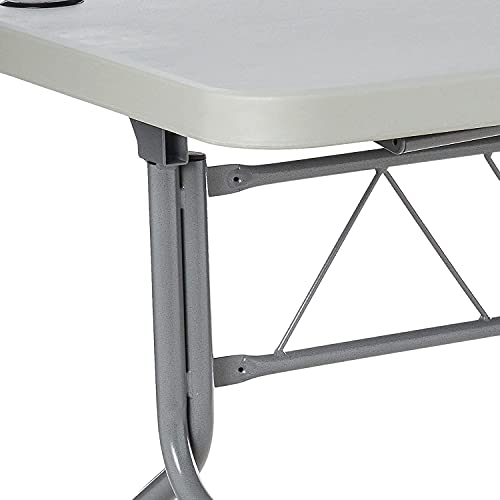 Office Star Resin Multipurpose Flip Training Table with Locking Casters for Home or Office, 4 Feet Light Gray - size: 4 feet