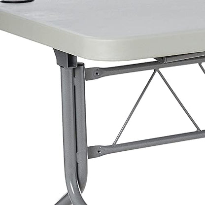 Office Star Resin Multipurpose Flip Training Table with Locking Casters for Home or Office, 4 Feet Light Gray - size: 4 feet