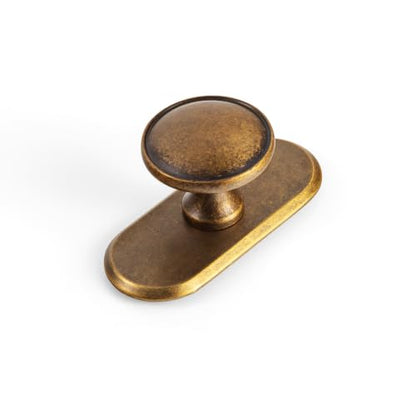 6Pack Antique Brass Cabinet Knob with Backplate Round Drawer Knob - color: Antique Brass, style: Cutout