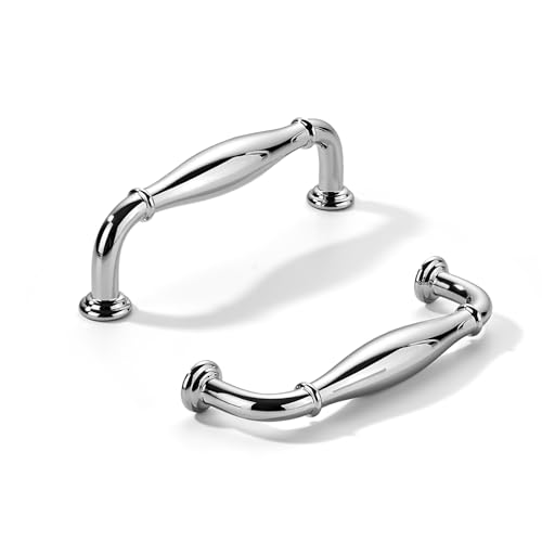 khtumeware 10 Pack 3-1/2inch(89mm) Hole Center Vibrant Polished Chrome Cabinet Pulls Solid Heavy-Duty Tradition Handles Hardware for Bathroom Dressers Pull cabinets wardrobes Closet Doors - color: Vibrant Polished Chrome, size: 3-1/2inch(89mm) hole center