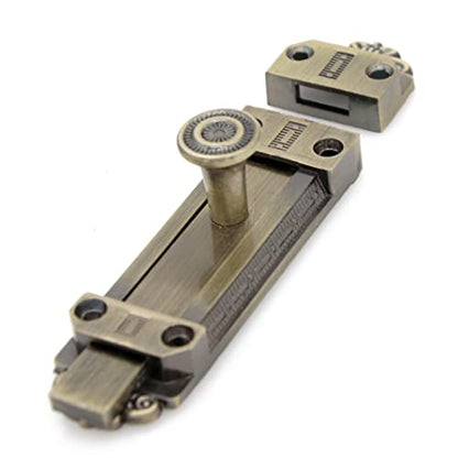 2 PCs Barrel Bolt Latch - Slide Door Lock Finished with Antique Brass Color with Screws, Length 4.3-in (11 cm) - size: Small