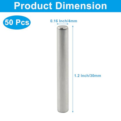 50Pcs 304 Stainless Steel Dowel Pins M4 x 30mm - size: M4x30mm