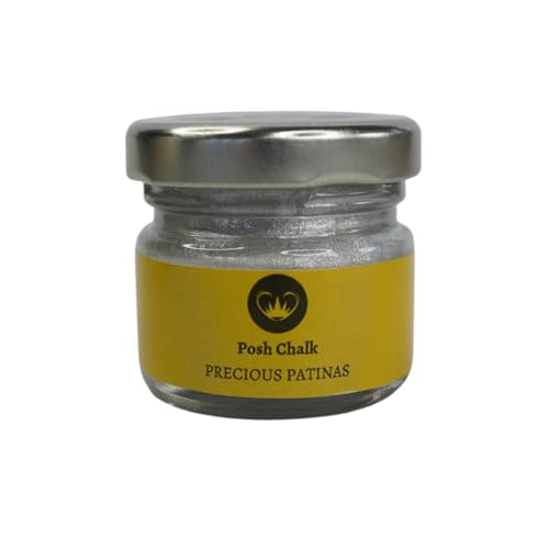 Posh Chalk PCP0303 Precious Aqua Patina - Royal Silver 30ml - Water-Based - Vibrant + Deep Color - Upcycling, Furniture, Wax - Indoor + Outdoor Use - color: Royal Silver