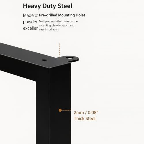 28 Inch Furniture Legs, Metal Coffee Table Legs Set of 2,Black - size: 28in