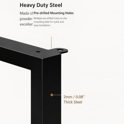 28 Inch Furniture Legs, Metal Coffee Table Legs Set of 2,Black - size: 28in