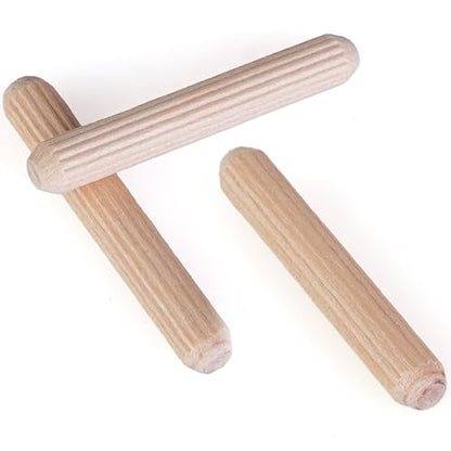 100 pcs 1/4" x 1-1/2" Wooden Dowel Pins, Hardwood, Kiln-Dried Fluted & Beveled Design for Easy Insertion for Woodworking, Furniture, Crafts & DIY Projects (M6 x 40) - size: 1/4" x 1 1/2"